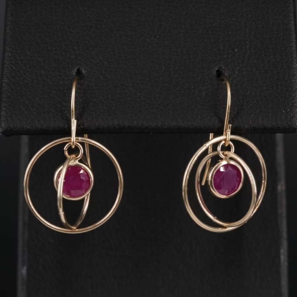 10k Ruby Dangle Earrings